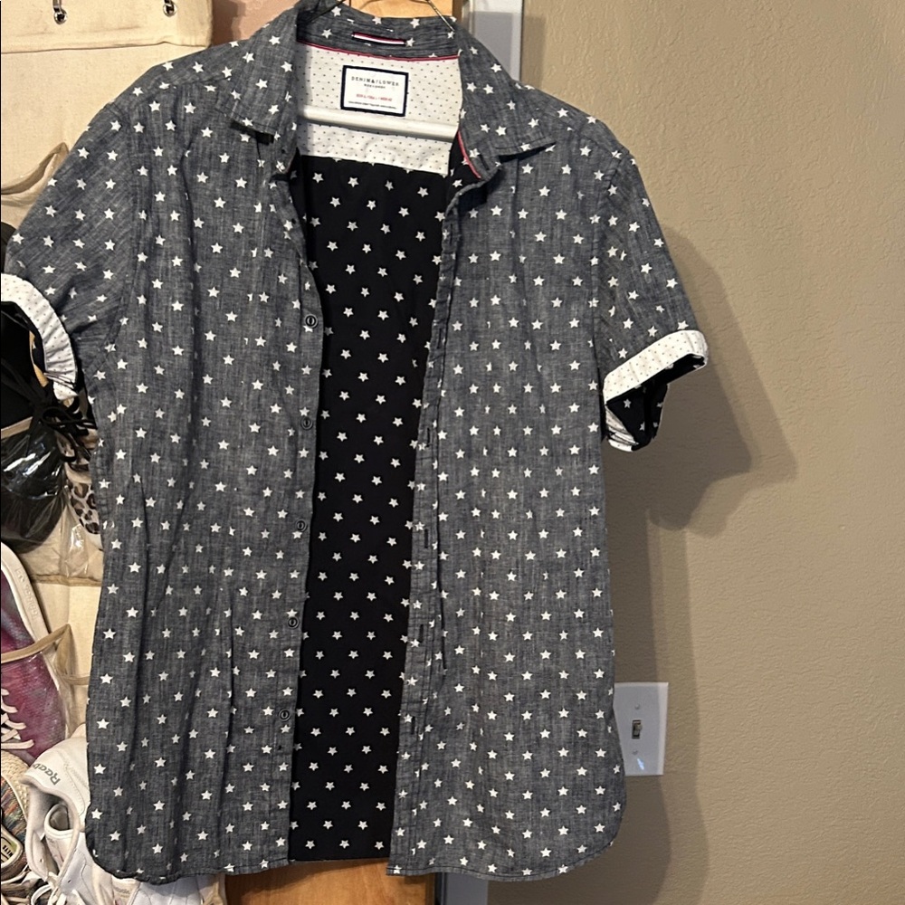 Denim &Flower Navy Star Pattern Shirt